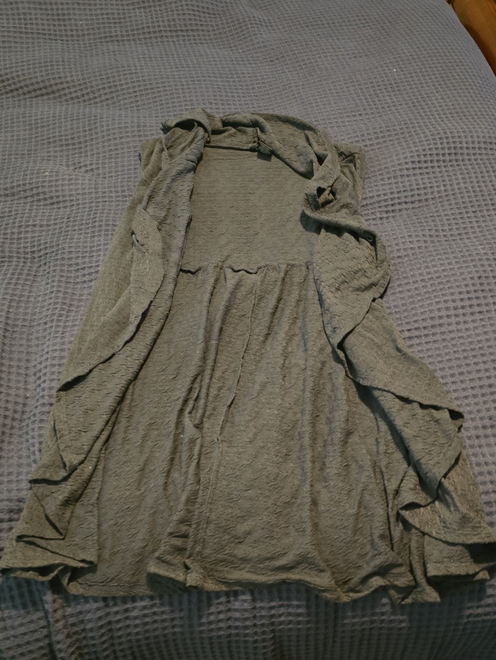 new directions Grey textured open cardigan